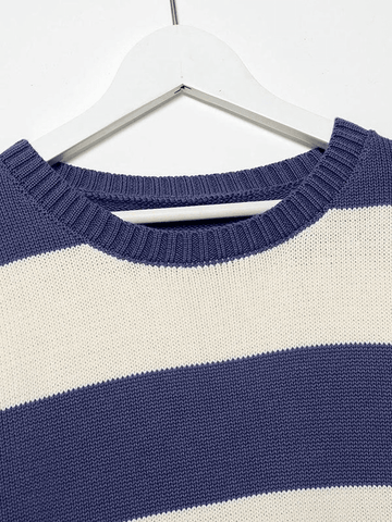 Striped Crew Neck Knit Sweater