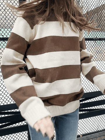 Striped Crew Neck Knit Sweater