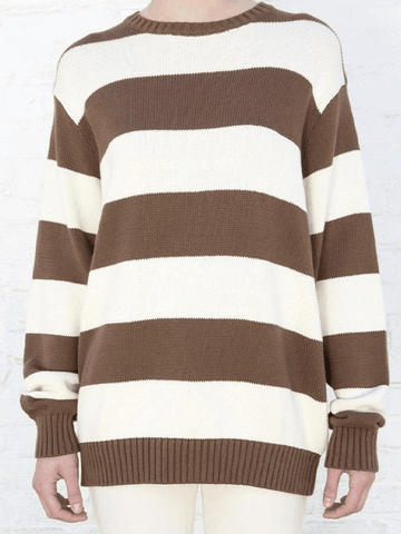 Striped Crew Neck Knit Sweater