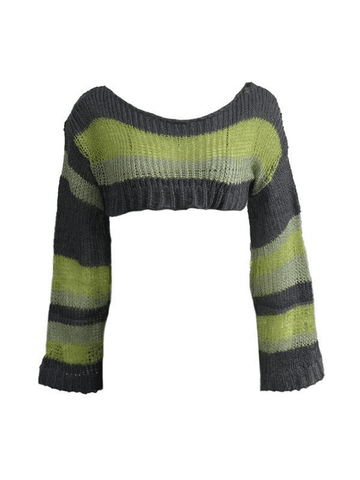 Gestreiftes Langarm-Bolero-Strickoberteil