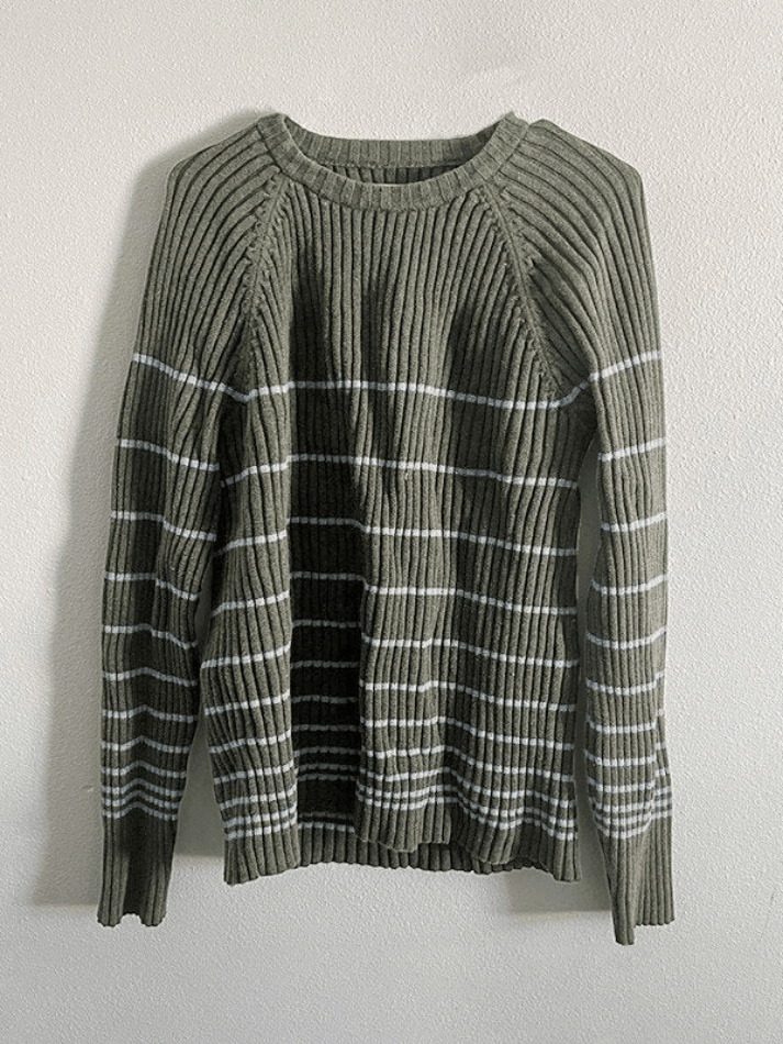 Striped Ribbed Pullover Knit Sweater