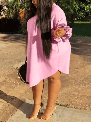 Ruffle Sleeve Swing Midi Dress