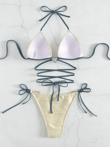 Conjunto de bikini con encaje texturizado