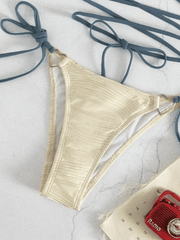 Textured Lace Up Bikini Set