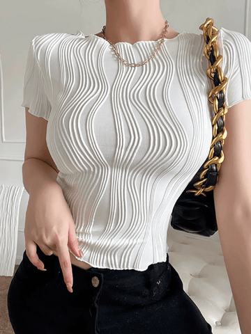 Textured White Crop Top