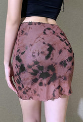 Tie-Dye Mesh Mini Skirt