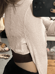Tie Front Cardi Ribbed Knit Crop Top