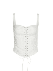 Tie Front White Broderie Lace Corset Top