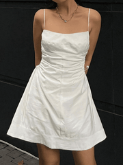 Tie Strap White Slip Mini Dress