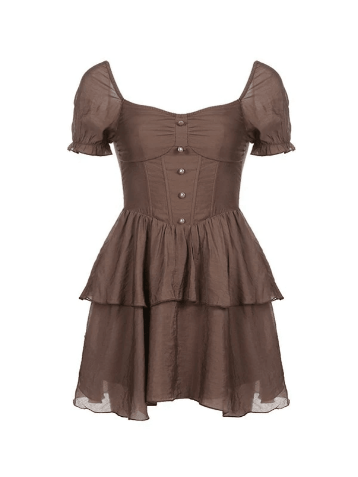 Tiered Puff Sleeve Corset Mini Dress – Omcne
