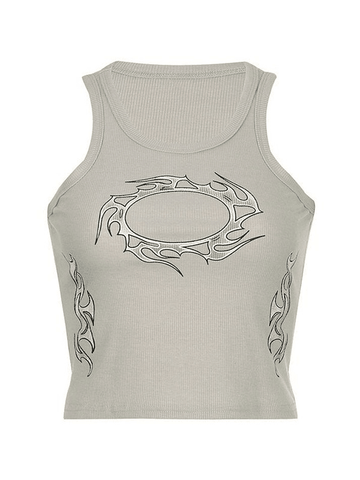 Kurzes Tanktop mit Tribal-Flammen-Print