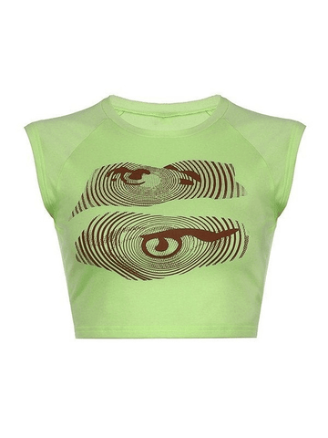 Kurzes Tanktop mit Turbo-Augen-Print