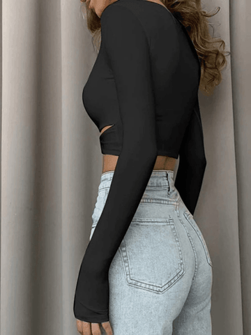 Twisted Cutout Long Sleeve Crop Top