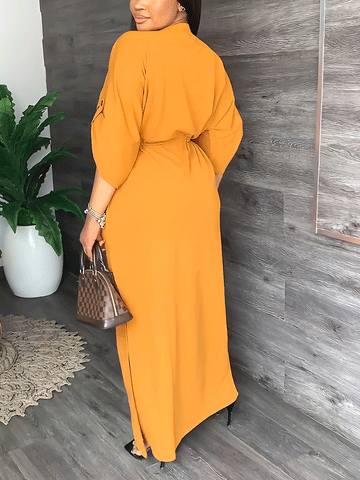 V-neck Split Maxi Dress