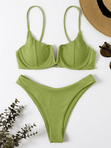 Geripptes Bikini-Set mit Bügel