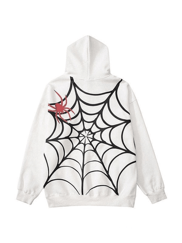 Sudadera con capucha holgada unisex con gráfico de telaraña