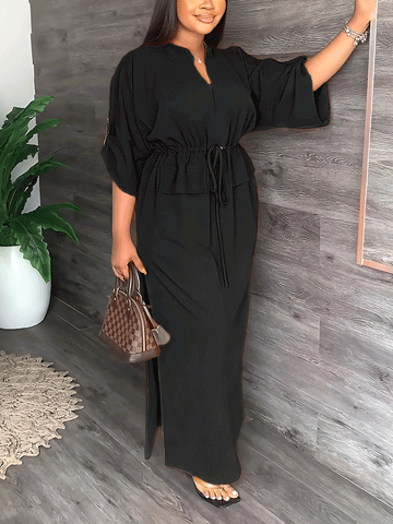 V-neck Split Maxi Dress