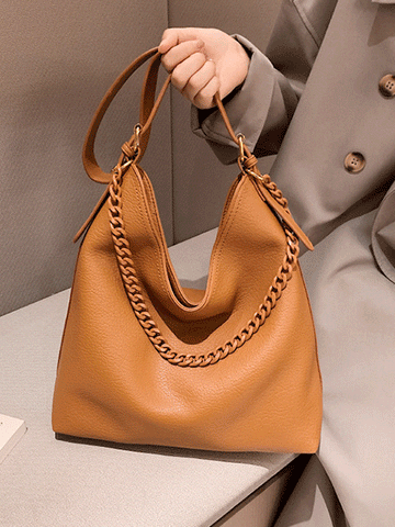 PU Solid Shoulder Bag