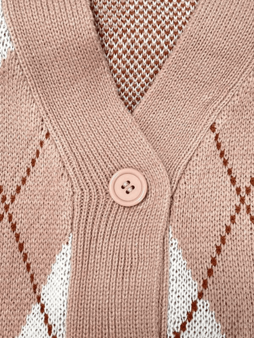 Strickjacke mit Argyle-Muster und V-Ausschnitt