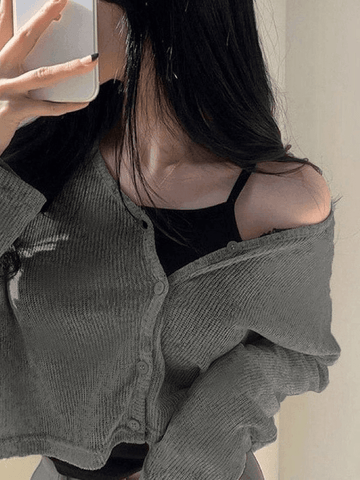 V Neck Cropped Cardigan