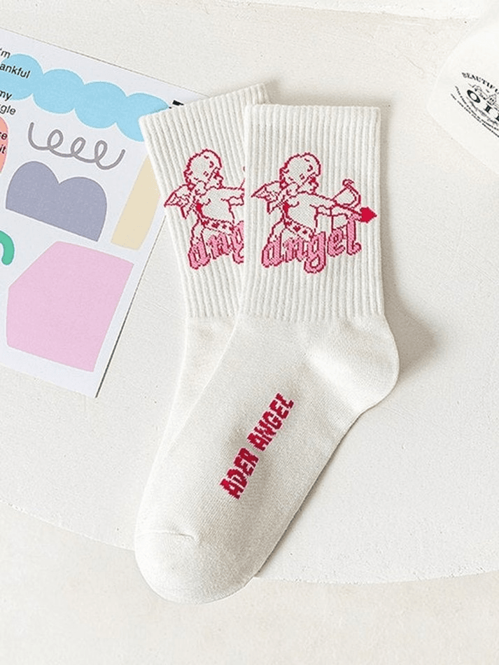 Vintage Angel Print Socks