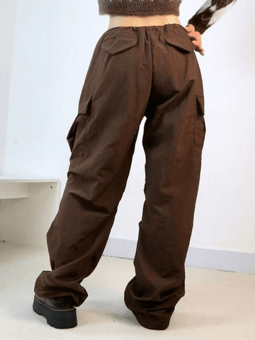 Vintage Brown Baggy Parachute Cargo Pants