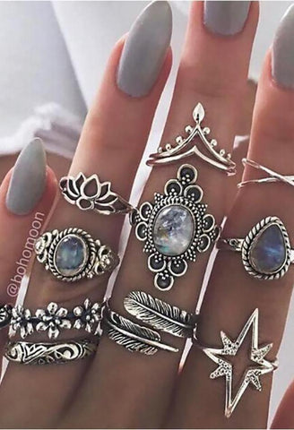 Vintage Carved Starry Gems 11 Piece Set