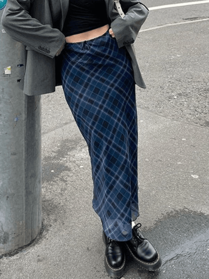 Vintage Checkered Maxi Skirt