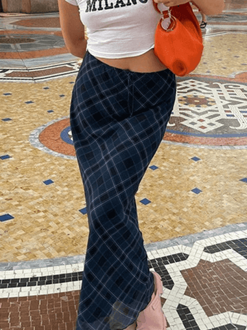 Falda larga vintage a cuadros