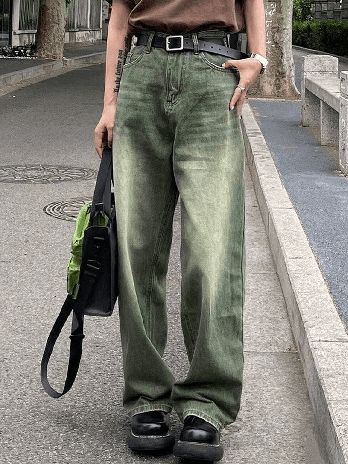 Vintage Green Wash Boyfriend Jeans