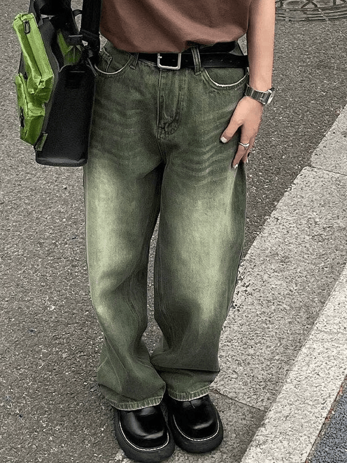 Vintage Green Wash Boyfriend Jeans