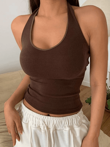 Top corto vintage con cuello halter