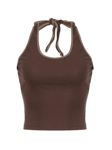Top corto vintage con cuello halter
