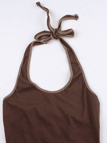 Top corto vintage con cuello halter