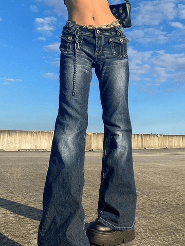 Vintage Cargo-Jeans mit niedriger Taille