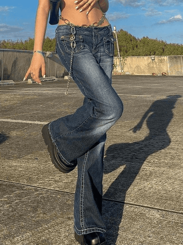 Vintage Cargo-Jeans mit niedriger Taille