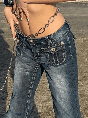 Vintage Cargo-Jeans mit niedriger Taille