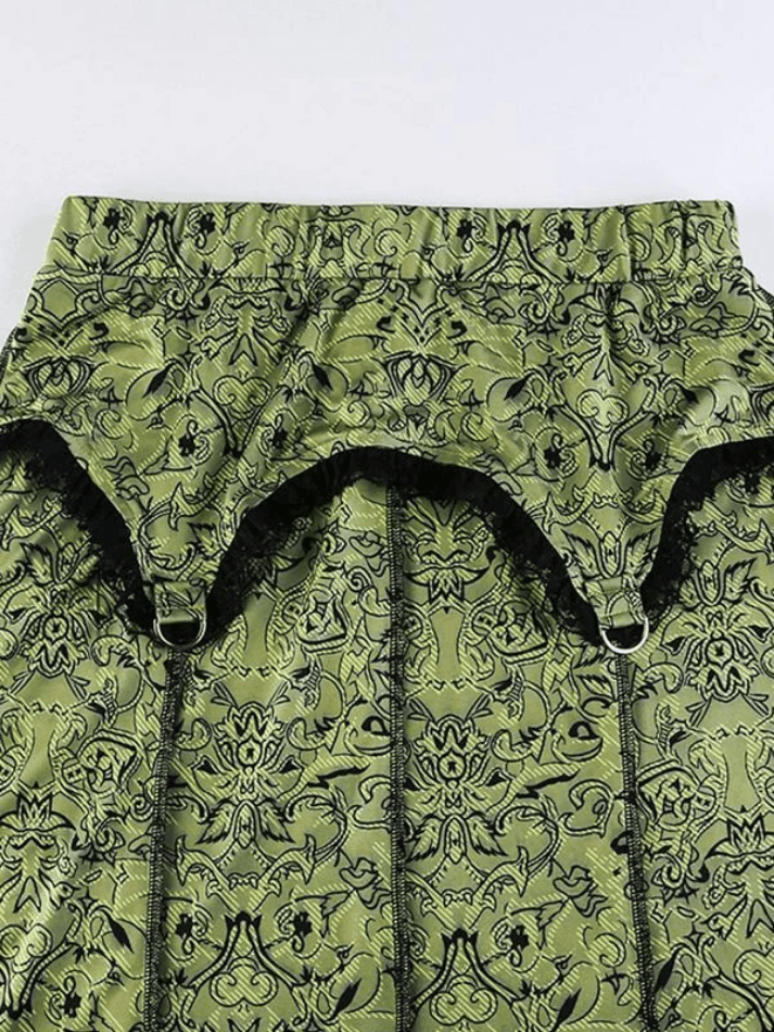 Vintage Mermaid Patchwork Printed Maxi Skirt