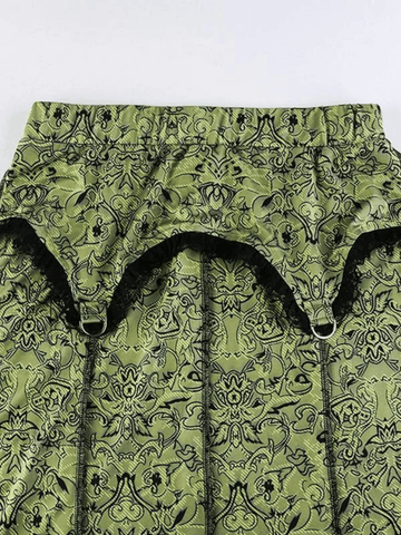 Falda larga con estampado de patchwork de sirena vintage