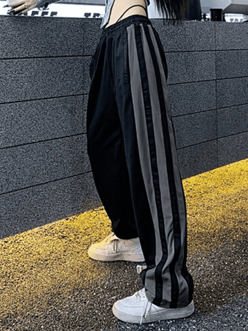 Vintage Side Striped Black Sweatpants