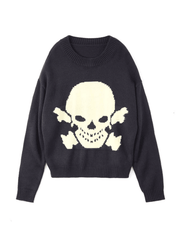 Vintage Skull Jacquard Pullover Sweater