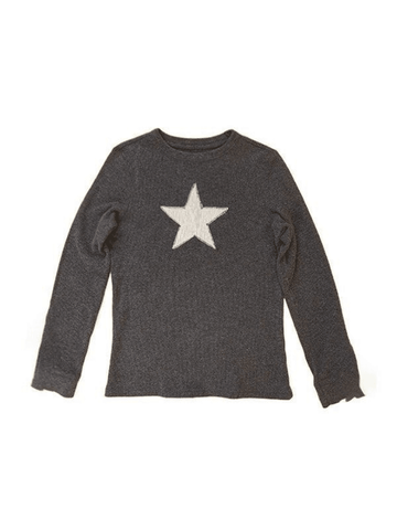 Top de punto de manga larga con estrella vintage