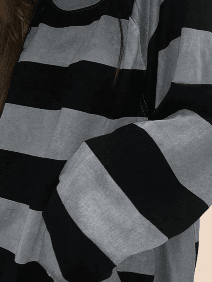 Vintage Striped Fleece Lined Pullover Sweatshirt