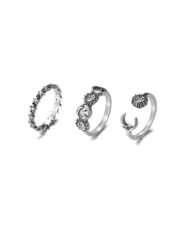 Vintage Sonne Mond Stern Ring Set