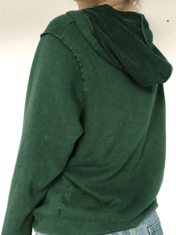 Sudadera con capucha y cremallera verde lavado vintage