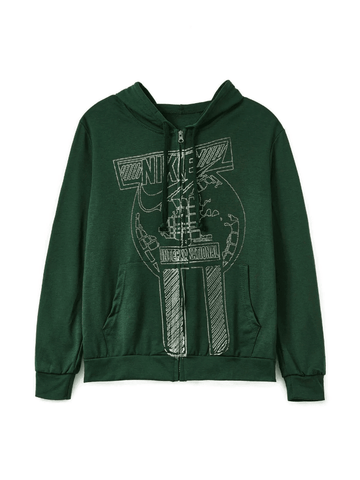 Sudadera con capucha y cremallera verde lavado vintage
