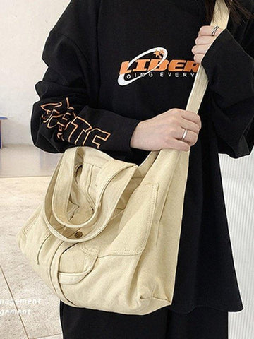 Bolso de hombro grande con lavado vintage