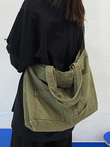 Bolso de hombro grande con lavado vintage