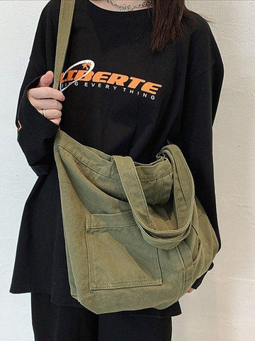Bolso de hombro grande con lavado vintage