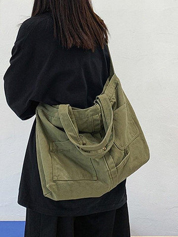 Bolso de hombro grande con lavado vintage